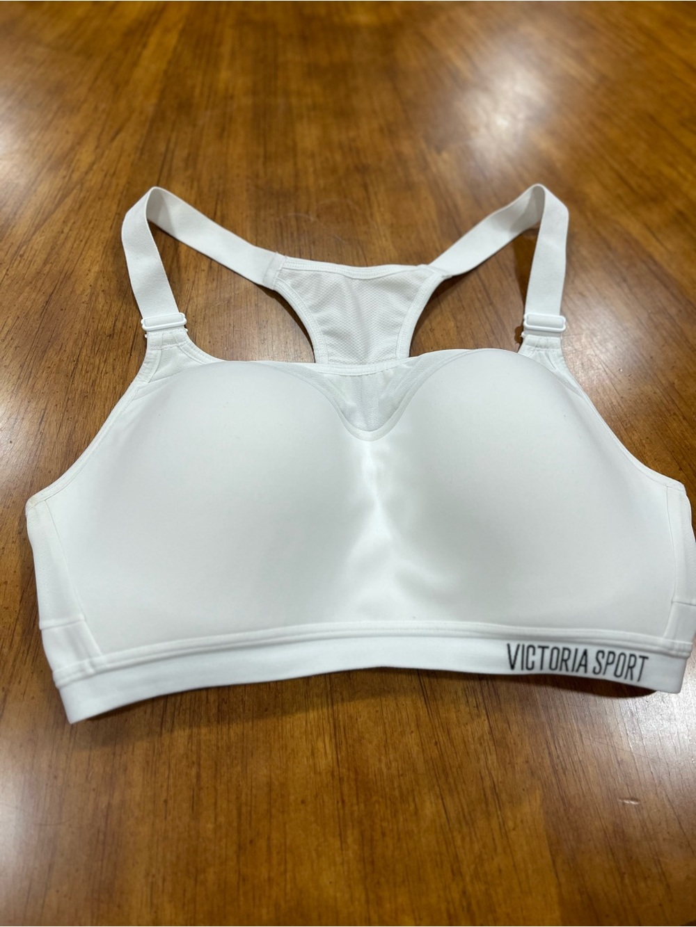 Victoria's Secret White Racerback Sports Bra with Mesh Back